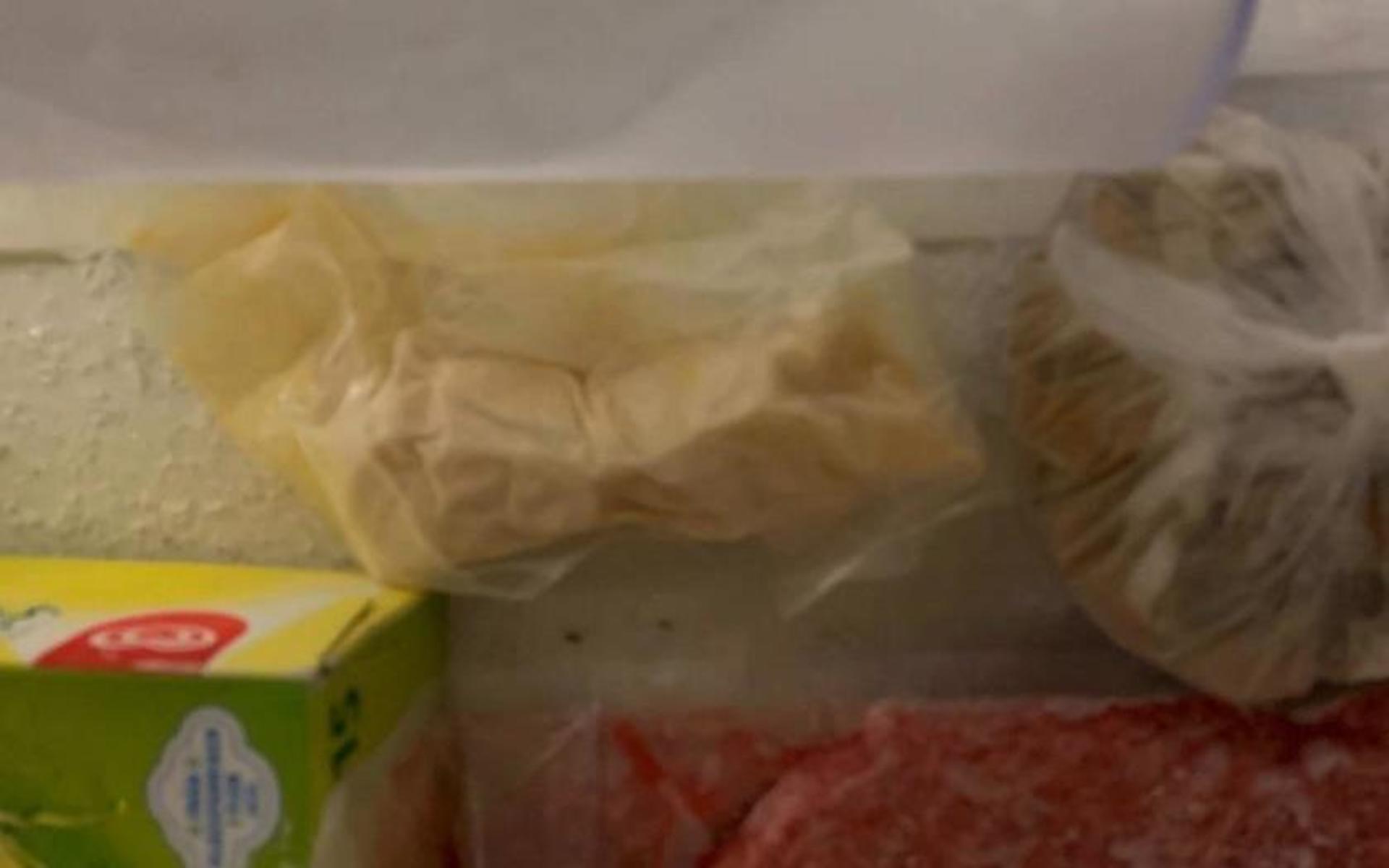 Bland glass och köttfärs i frysboxen hittades även amfetamin.