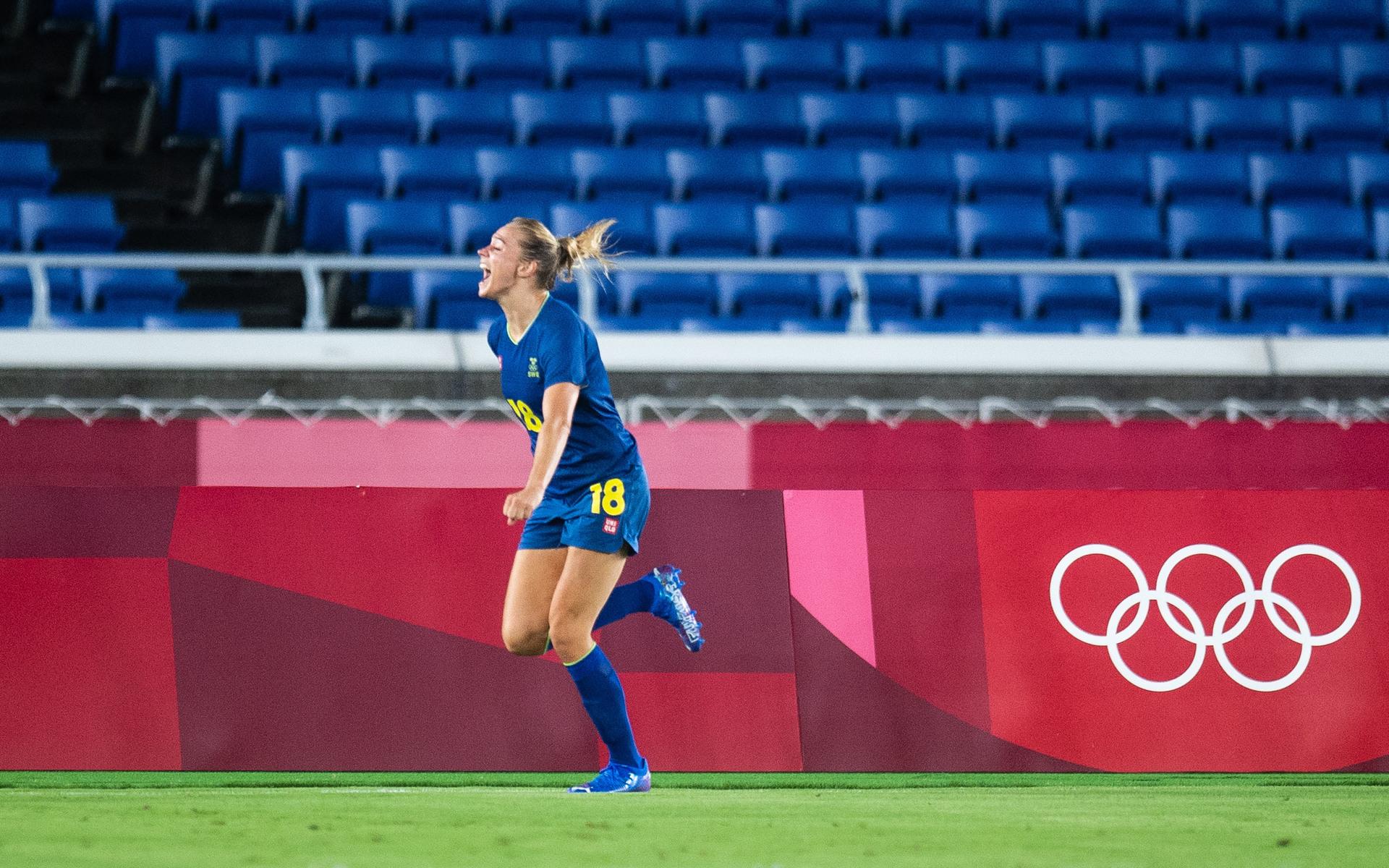 Fridolina Rolfö fostrad i bland annat IFK Fjärås och Tölö IF under OS i Tokyo säkrade Sveriges finalplats under OS.