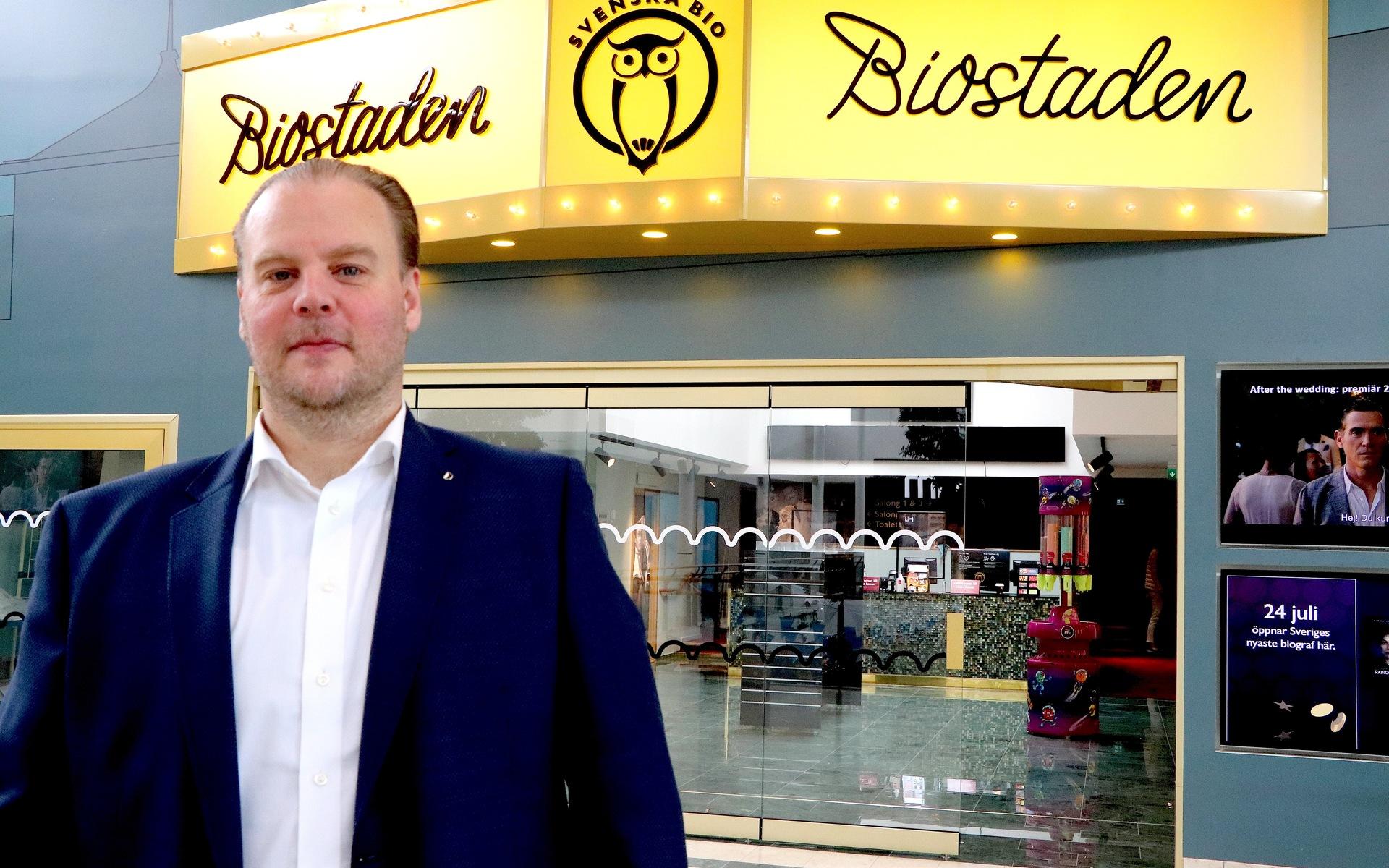 Michael Kristiansson, föreståndare på Biostaden Kungsbacka säger att man inte har några planer på att införa något förbud mot medtaget snacks i Kungsbacka.