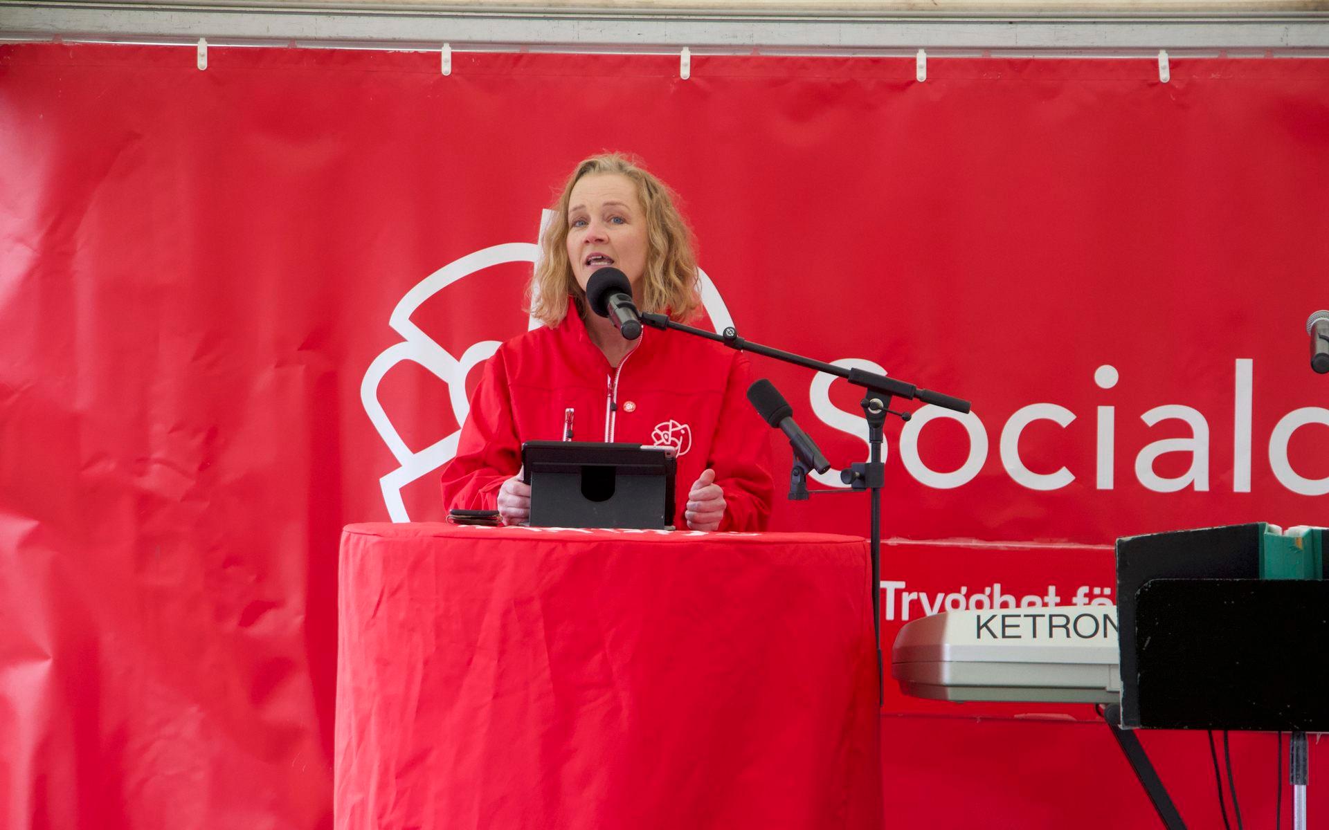 Magdalena Sundqvist, Socialdemokraternas toppnamn till fullmäktige höll sitt allra första, förstamajtal.