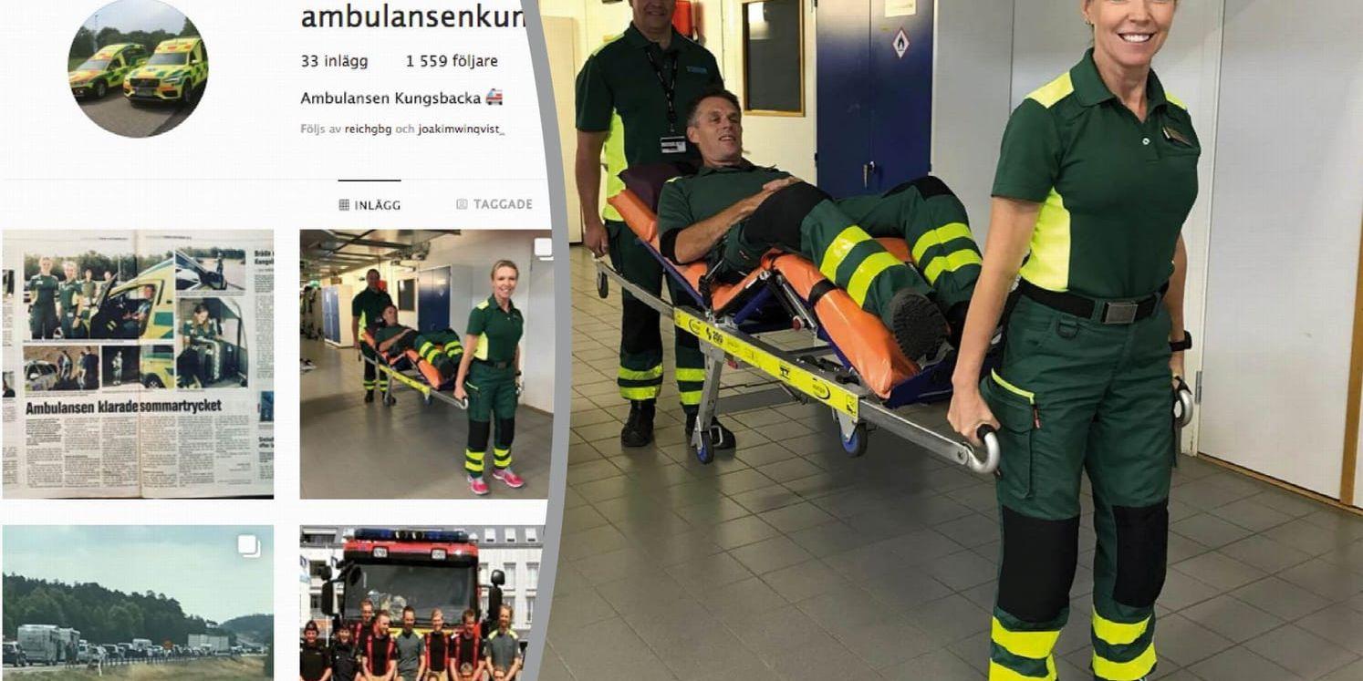 Avdelningschefen på ambulansen i Kungsbacka, Anna Rosenberg, tyckte att stationen behövde ett Instagramkonto. Nu lägger personalen ut allt från vardagliga jobbbilder till inlägg om trafiksäkerhet – och ibland syns chefen själv i flödet. Foto: Ambulansen i Kungsbacka